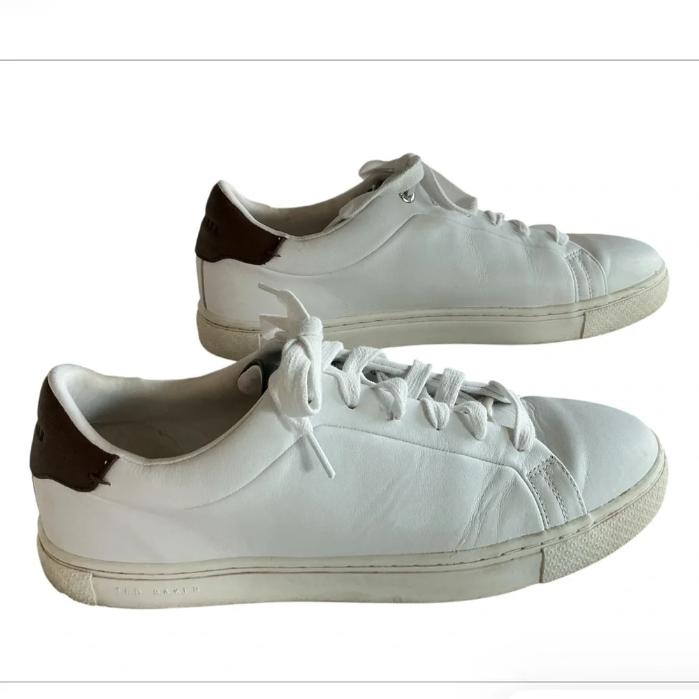 Ted Baker Men's White Low Top Leather Sneakers Size 10.5